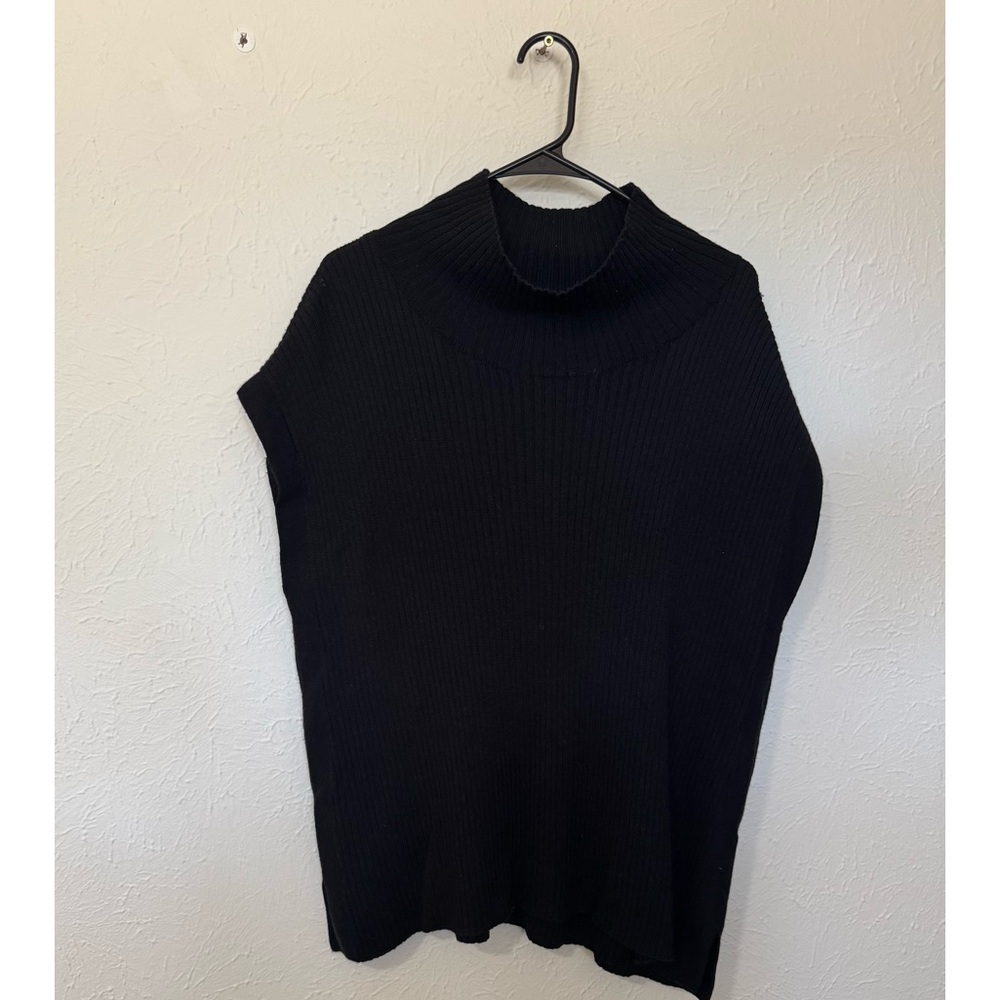 Eileen Fisher Sleeveless Turtleneck Sweater Black Size XL